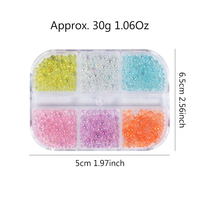 6 Grilles de Perles à Ongles Sirène Effet Bulle, Breloques pour Ongles, Tailles Mixtes, Gouttes d'Eau Colorées, Décorations Nail Art Caviar, Petites Billes Rondes pour Manucure