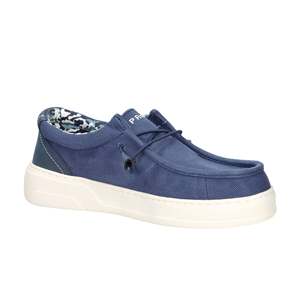 Mocasines sin cordones para hombre, color azul Verdone, de lona, informales. - Product Image 5