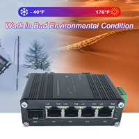 Commutateur Ethernet PoE Gigabit non géré, 4 ports RJ45 + 1 port SFP, entrée 12~48V DC, montage sur rail DIN