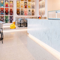 Comptoir de bar en pierre naturelle Corian Water Table de service commerciale pour magasin de thé au lait avec LED