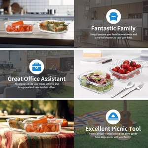 กล่องแก้วใส่อาหารพร้อมฝาปิดสำหรับขายส่ง กล่องเก็บอาหารสุญญากาศ กล่องข้าวกลางวันแบบล็อค - Product Image 5