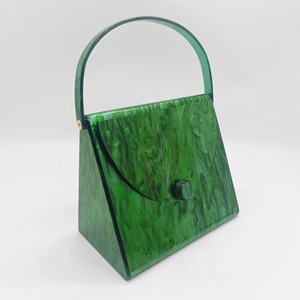 Amiqi الموضة الجديدة الفاخرة شكل مكعب اليشم الأخضر نمط الرخام الاكريليك حقيبة المساء مع المباراة - Product Image 2