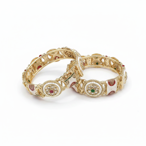 PADMAWATI High Quality Luxury Tungsten Gold Plated Original Multi Color <b>Bangles</b> Set Indian Bridal Wedding Anniversary Party Gift - Product Image 2