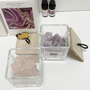 Olio essenziale all'ingrosso deodorante per ambienti di cristallo di pietra diffusore di aromaterapia pietre e cristalli per la casa In vaso di vetro quadrato - Product Image 4