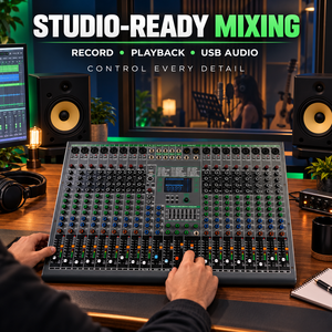 18 Input <strong>DJ</strong> Mixer with USB Recording 99 Digital Effects Echo <strong>Control</strong> for Karaoke Studio Concert and Professional Audio Systems - Product Image 3