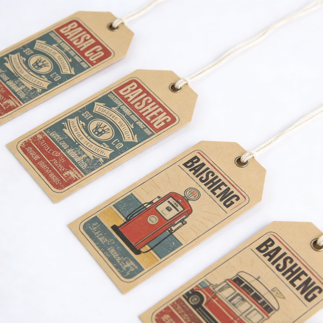 Custom Clothing Tag High Quality square Hangtag Luxury Fashion Private Label Eco Friendly Retro Kraft Paper hang Tag