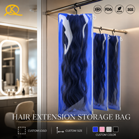 Sac de rangement portable de qualité supérieure pour perruques avec cintre, sac de transport pour extensions de cheveux naturels/queue de cheval/clip