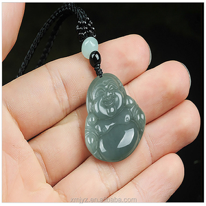 Pendentif en jade Cui naturel certifié de qualité A, type glace, Amitabha Bouddha blanc - Product Image 4