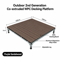 Système de terrasse modulaire en WPC à grain de bois, hauteur réglable et personnalisable, avec système d'interverrouillage, pour cour et pelouse