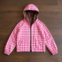 Veste coupe-vent réversible en nylon à capuche imprimé léopard et à carreaux pour homme, style streetwear et extérieur, personnalisable OEM, vente en gros