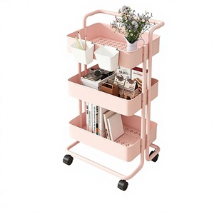 Chariot utilitaire roulant robuste à 3 niveaux, chariot <span class=keywords><strong>de</strong></span> rangement mobile, organisateur en métal avec roues pour cuisine, bureau, maison, salon - Product Image 1