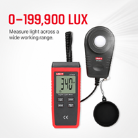 Photomètre UNI-T UT383S, luminosité de 200 000 lux, Lux FC pour mesure de l'éclairement maximal et minimum, écran LCD rétroéclairé