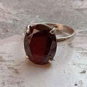 92.5 argent Sterling plaqué or grenat naturel à facettes ovale coupe chrétienne pierre précieuse bague de fiançailles pour femmes en gros - Product Image 4