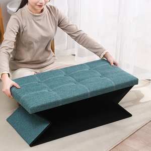 Banc de rangement pliable robuste en gros, tabouret à chaussures minimaliste en lin et boîte de rangement pour la maison en vrac - Product Image 3