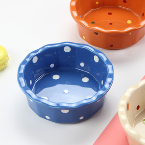 Envío gratis: Tazón de cerámica con puntos para ensalada, horno y cocción, resistente a altas temperaturas, bonito tazón para arroz horneado, para el hogar, estilo INS. - Product Image 3