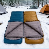 Sac de couchage gonflable en duvet de canard 90% standard national, personnalisable, pour le camping, 4 saisons, pour adultes