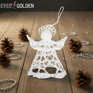EG3597S Decorazione Natalizia 3D a Forma di Stella e Cuore da Appendere, Ornamento per Finestre, Angelo all'Uncinetto 100% Cotone Fatto a Mano - Product Image 4