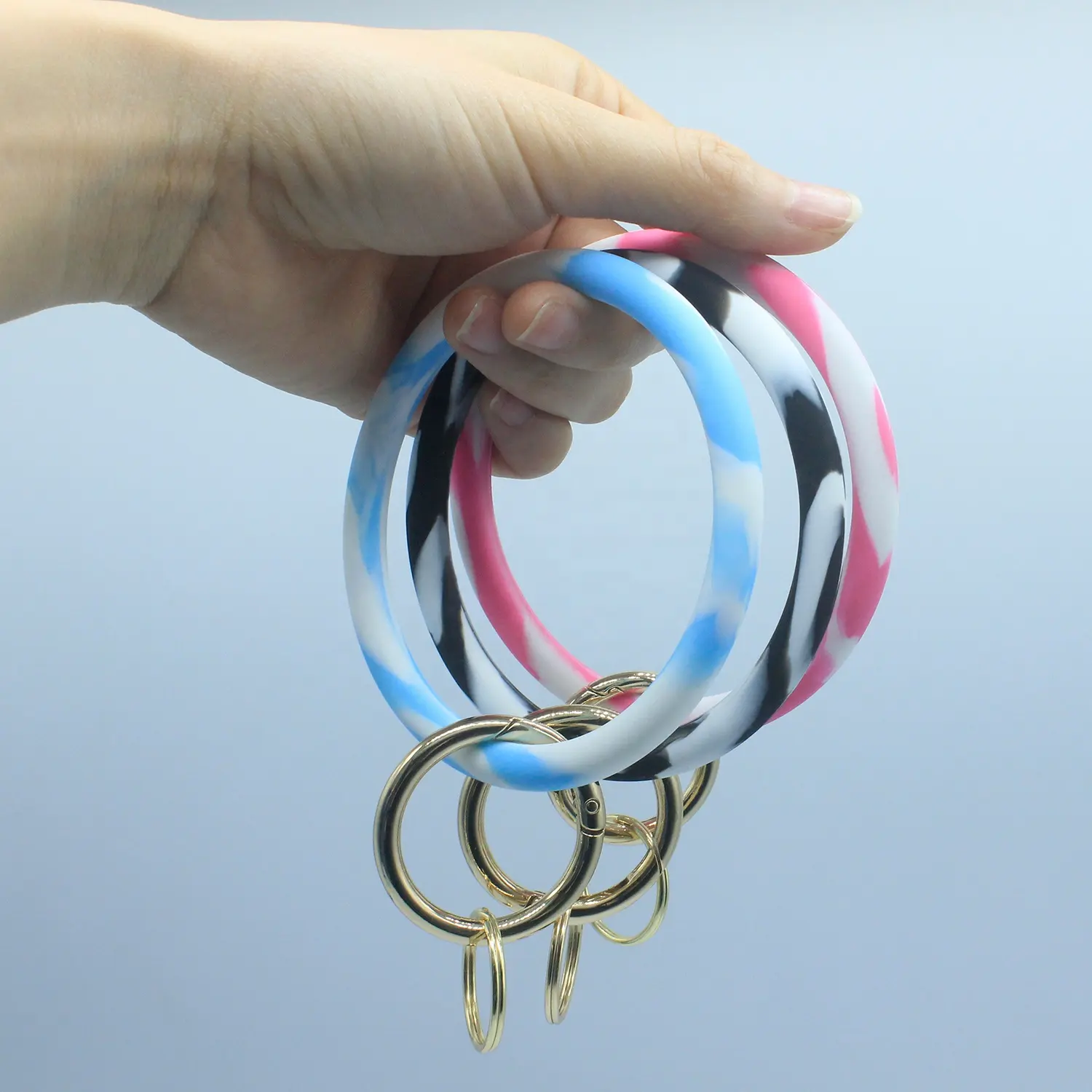 Siliconen Sleutelhanger Armband Polsbandje Sleutelhanger Houder Grote Cirkel Bangle Ronde Sleutelhanger Voor Vrouwen En Meisje