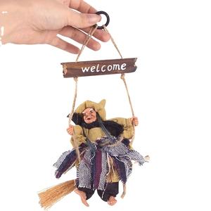 Adorno Colgante de Bruja Voladora con <span class=keywords><strong>Escoba</strong></span> para Decoración de Fiesta de Halloween, Manualidades para el Hogar, Corona de Halloween, Muñeca de Bruja de Terror - Product Image 2