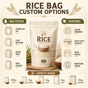 Sac à <span class=keywords><strong>riz</strong></span> personnalisé en Mylar mat 1kg, pochette refermable à fond plat, emballage alimentaire en feuille d'aluminium pour céréales en vrac - Product Image 4