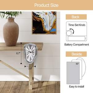 <span class=keywords><strong>Horloge</strong></span> fondante, Salvador <span class=keywords><strong>Dali</strong></span>, <span class=keywords><strong>horloge</strong></span> fondue pour la décoration de la maison, bureau, étagère, table, cadeau créatif amusant - Product Image 2