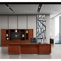 Ensemble de bureau de direction en noyer élégant avec table de retour latérale Bureaux en placage classique massif