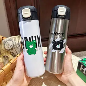Wholesale New Bear Stainless Steel Thermos Cup With Pop-up Lid Direct Drinking Cup Portable Children's Water Cup Bulk