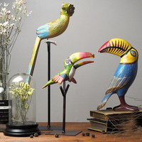 Statuettes de Toucan colorées en résine, 2 pièces, ornements de perroquet d'oiseaux, décoration de bureau, Figurines en forme d'animal, Sculpture
