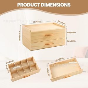 Wooden <b>Tea</b> Storage <b>Box</b> Double Drawer Cabinet Desktop Organizer For <b>Tea</b> Bags And Accessories Rectangle Shape Standing Type - Product Image 4