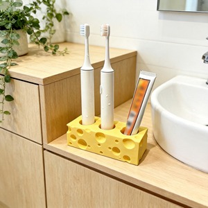 Portaspazzolino a Forma di Formaggio Stampato in 3D con 3 Fori, Supporto per Spazzolino Elettrico, Organizzatore per Bagno, Decorazione per Scrivania, Regalo Creativo - Product Image 5