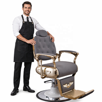 Fauteuil de Barbier Professionnel Vintage en Cuir Artisanal, Inclinable Hydrauliquement, Robuste, avec Rotation à 360 Degrés