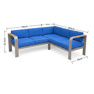 Set Divano Componibile a L Minimalista con Cuscini in Peluche Anti-Sbiadimento per Terrazza e Villa, Struttura Quadrata Stabile, Arredamento Completo per Salotto - Product Image 2
