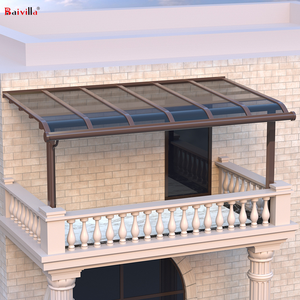 Copertura esterna del Patio del tetto inclinato impermeabile del baldacchino in alluminio in <span class=keywords><strong>policarbonato</strong></span> con funzionamento manuale delle piste della piscina lontano dalla casa - Product Image 3