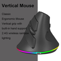Ratón Ergonómico Vertical Inalámbrico Recargable, Bluetooth 2.4G, Modo Dual, Óptico, RGB Colorido, para Juegos, Oficina y Computadora