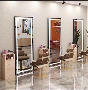 Espejo de Barbería, Espejo de Peluquería de Doble Cara con Luces LED, Estación de Espejo para Barbería - Product Image 4