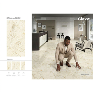 Moderno Hotel 600x600 y 600x1200 Azulejo de pared de porcelana esmaltada Aspecto de mármol gris Ladrillo refractario pulido para uso interior - Product Image 1
