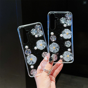 Cristal Rose Fleur Goutte Colle TPU Housse de Téléphone Pour Samsung Galaxy S22 S23 S24 Plus Ultra A55 A54 A14 A15 A25 A35 A24 A22 <span class=keywords><strong>M53</strong></span> - Product Image 1