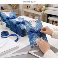 Carte d'invitation de mariage découpée au laser avec estampage à chaud doré, en carton et papier artistique, design personnalisé pour cérémonie, faible MOQ