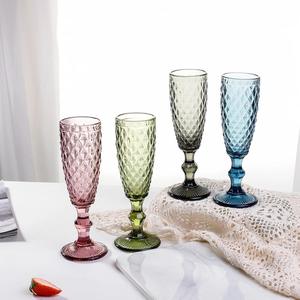 Flûtes à <span class=keywords><strong>champagne</strong></span> en cristal rose poussiéreux, verres à vin texturés transparents de 6 oz, verres à toast - Product Image 3