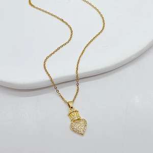 2025สร้อยคอสแตนเลสสตีลสำหรับผู้หญิงพร้อมจี้รูปหัวใจเซอร์โคเนีย - Product Image 1