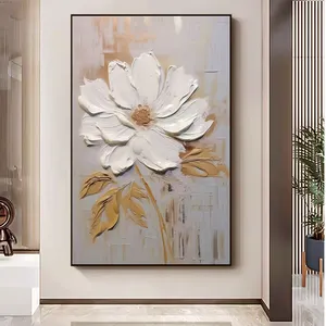 3D Custom Handmade Texture Flower Canvas Artwork Abstract Wall Art Oil Paintings For Home Office Hotel Decor