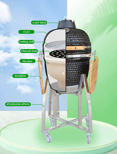 <span class=keywords><strong>Parrilla</strong></span> Kamado de Cerámica para Exteriores Auplex de 18 Pulgadas, Barbacoa de Carbón, <span class=keywords><strong>Parrilla</strong></span> de Acero Mediana y Resistente con Mesa Lateral para Campamentos Familiares y Fiestas - Product Image 2
