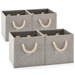 Paniers de rangement pliables en tissu, ensemble de 3 cubes pour stockage Extra-Large, Cube pour étagère, Set d'organisateur pliable pour la maison