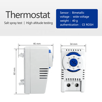 Contrôleur de température mécanique industriel miniature NOXT KTO511, thermostat à capteur bimétallique, indice de protection IP20, normalement fermé NC, CE, ODM