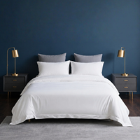 Ensemble de literie de luxe pour hôtel en coton égyptien 100% - Drap plat, housse de couette, taie d'oreiller - Draps blancs écologiques 6040s 4 pièces