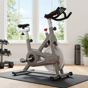 Sunny Health & Fitness Bicicleta de spinning gris de alta calidad para interiores con ventilador para uso doméstico - Product Image 3