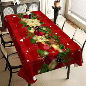 Farmhouse Christmas Tablecloth Rustic Holiday <b>Table</b> <b>Cover</b> for Dining <b>Table</b> Christmas Home Decor - Product Image 1