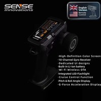 SENSE S10 Télécommande radio 10 canaux avec gyroscopie, contrôle de la vitesse, de l'angle de braquage, de la valeur G et Wi-Fi OTA pour voitures RC, crawlers et véhicules tout-terrain