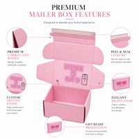 Boîtes en carton ondulé rose personnalisées pour emballage cadeau de cils cosmétiques, avec bande de déchirement facile, pour expédition, luxe