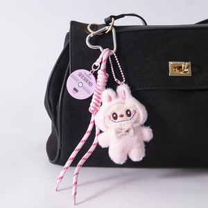 Llavero de peluche Kawaii Bubu rosa, colgante de muñeca de dibujos animados para funda de móvil, etiqueta para llaves de mochila escolar, regalo para muñecas - Product Image 4